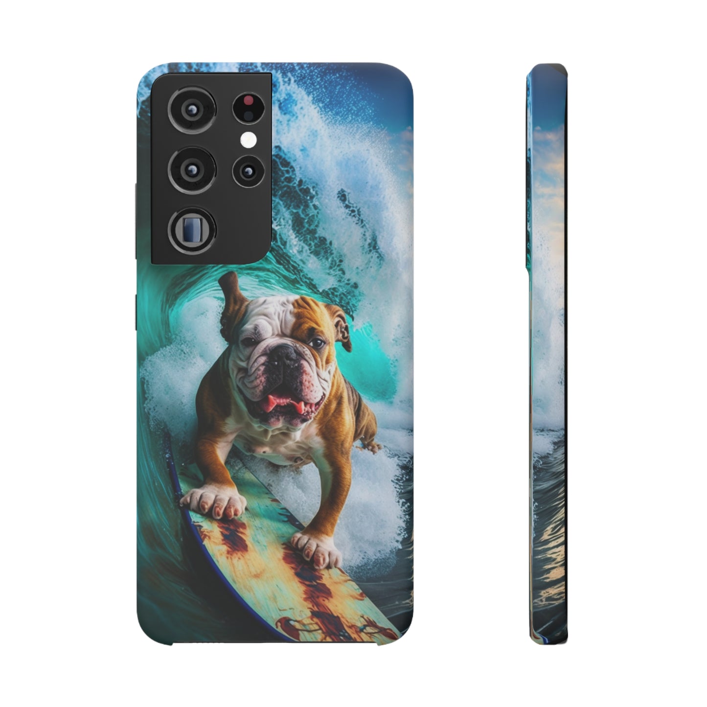 Bulldog Surfer Riding the Waves