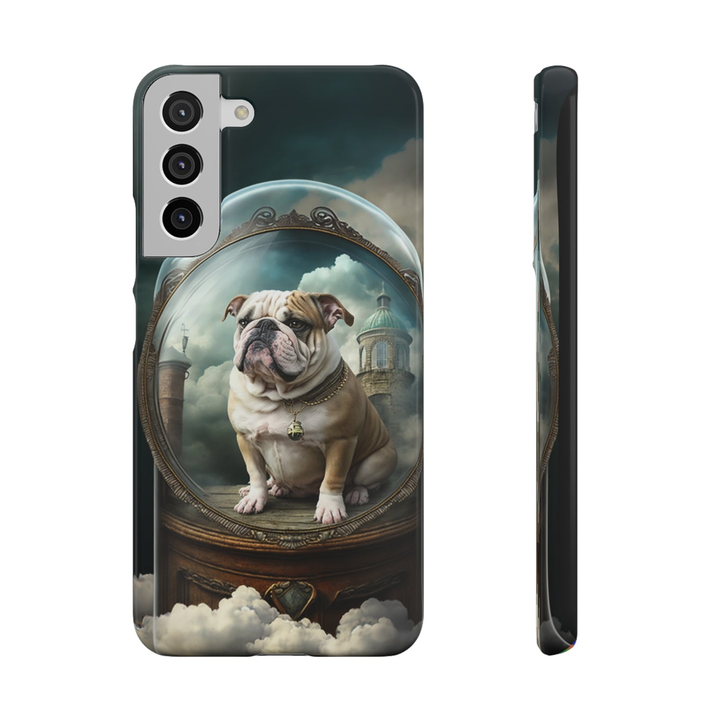 Bulldog in a Serene Elemental Art: Glass, Clouds, Beauty