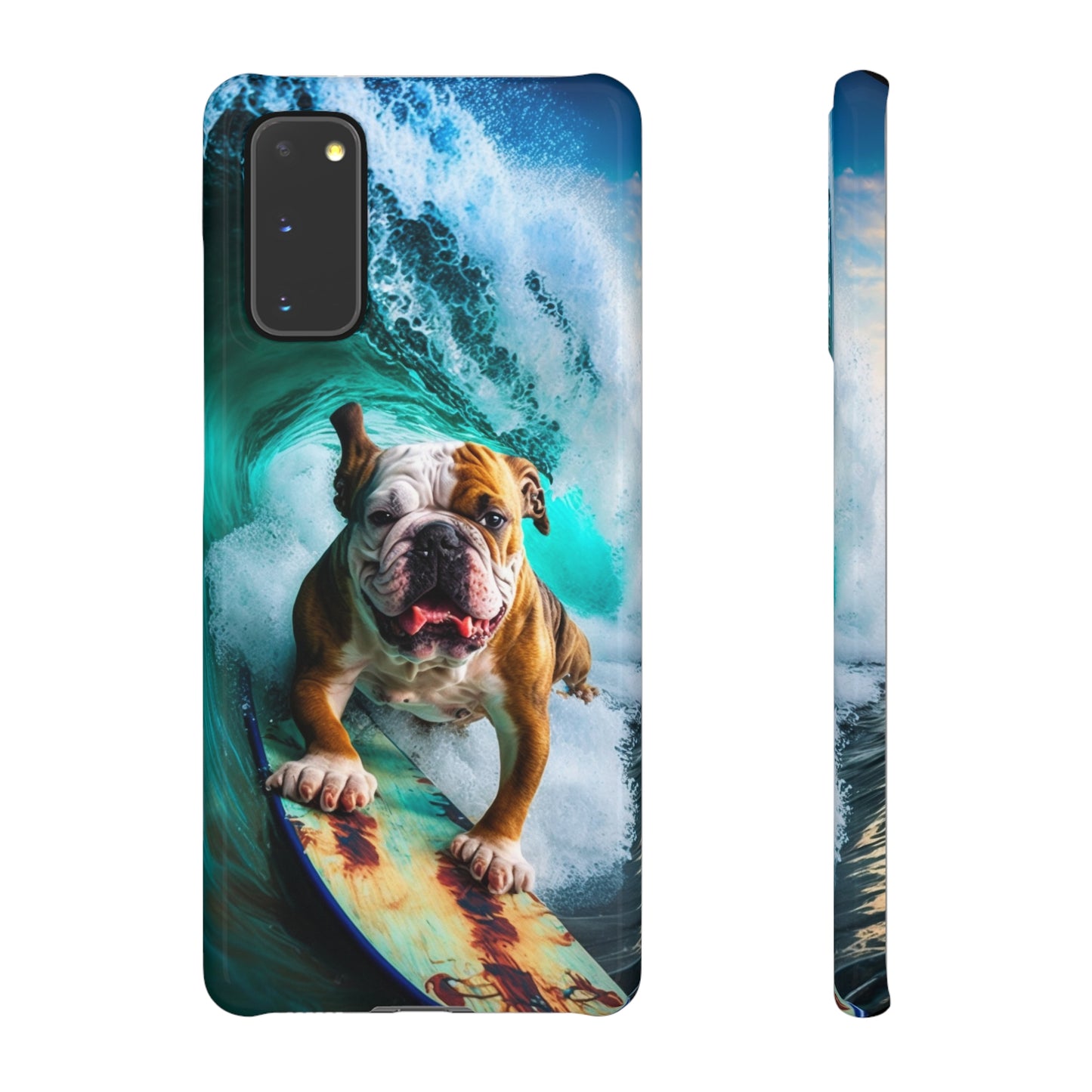 Bulldog Surfer Riding the Waves