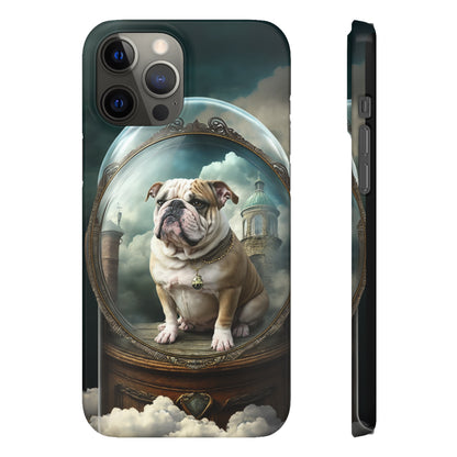 Bulldog in a Serene Elemental Art: Glass, Clouds, Beauty