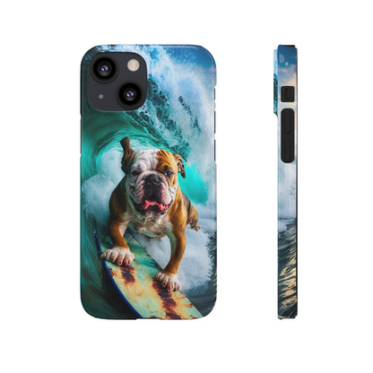 Bulldog Surfer Riding the Waves