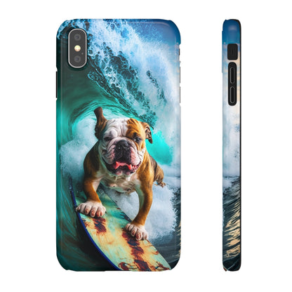 Bulldog Surfer Riding the Waves