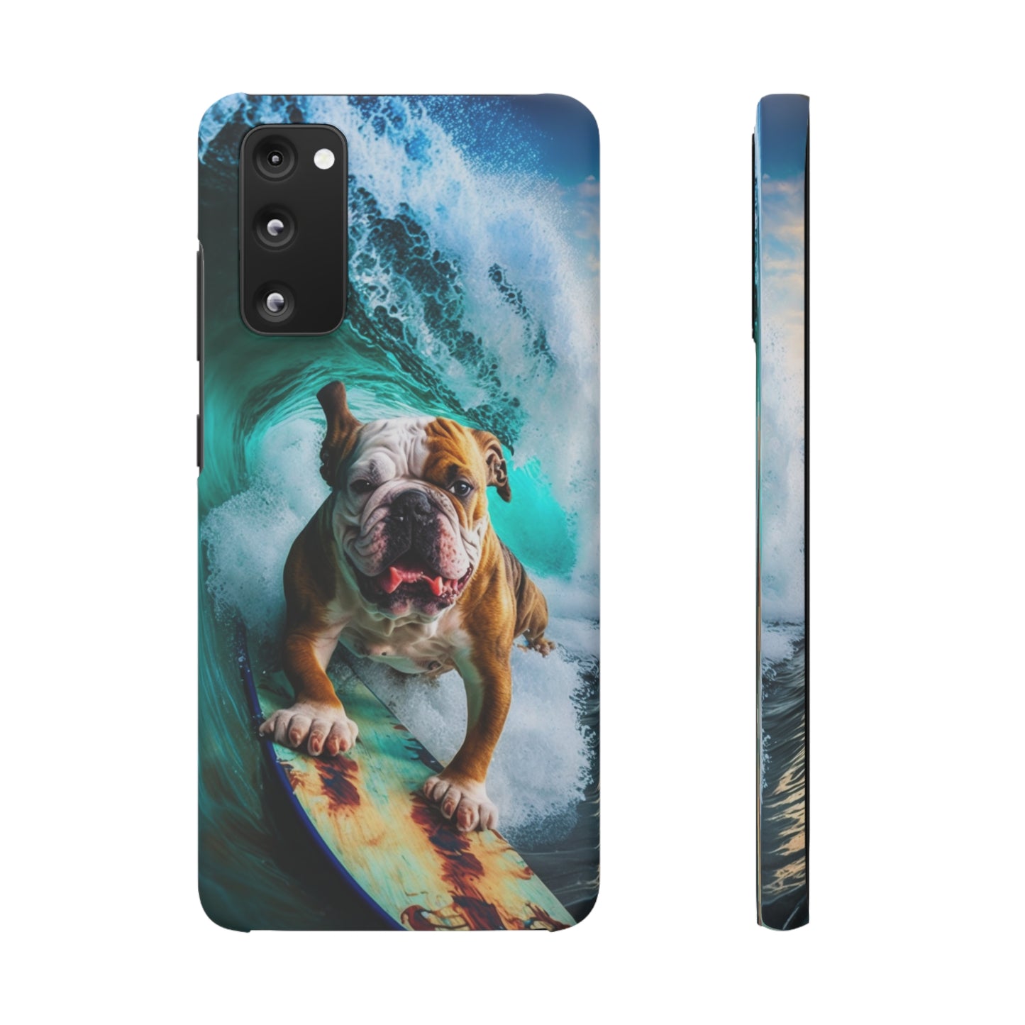 Bulldog Surfer Riding the Waves