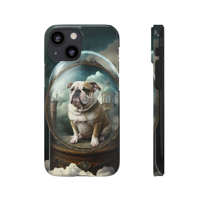 Bulldog in a Serene Elemental Art: Glass, Clouds, Beauty