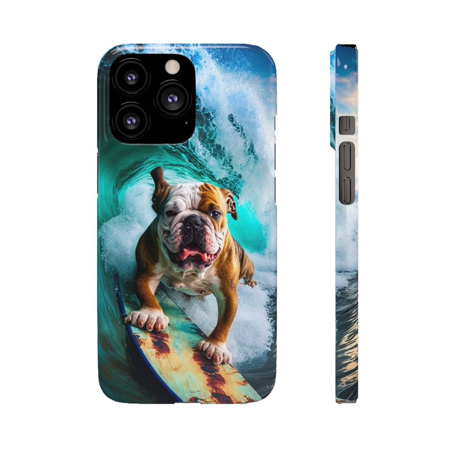 Bulldog Surfer Riding the Waves