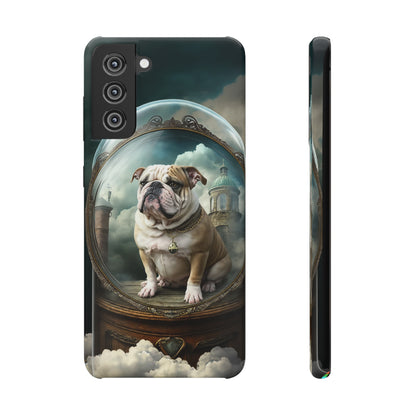 Bulldog in a Serene Elemental Art: Glass, Clouds, Beauty