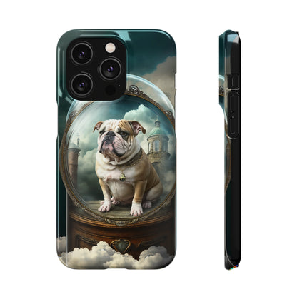 Bulldog in a Serene Elemental Art: Glass, Clouds, Beauty