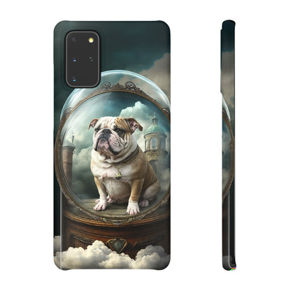 Bulldog in a Serene Elemental Art: Glass, Clouds, Beauty