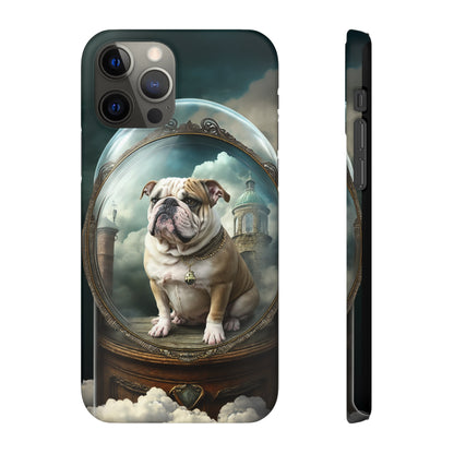 Bulldog in a Serene Elemental Art: Glass, Clouds, Beauty