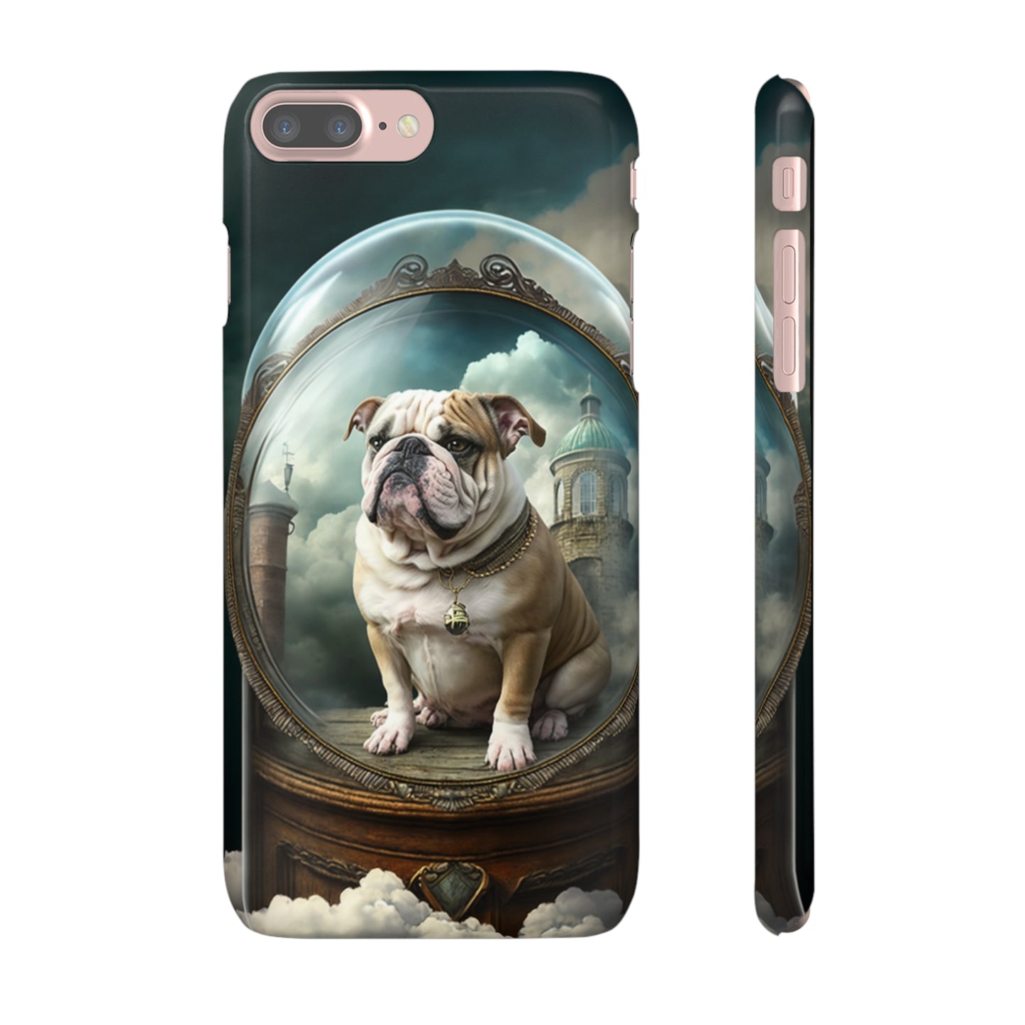 Bulldog in a Serene Elemental Art: Glass, Clouds, Beauty