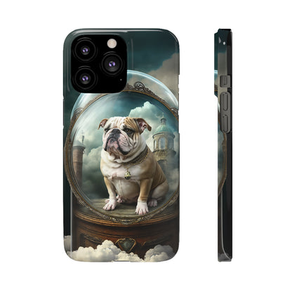 Bulldog in a Serene Elemental Art: Glass, Clouds, Beauty