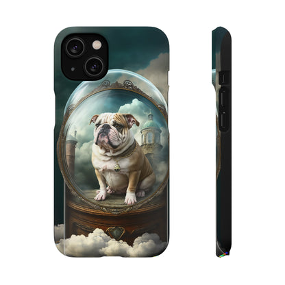 Bulldog in a Serene Elemental Art: Glass, Clouds, Beauty