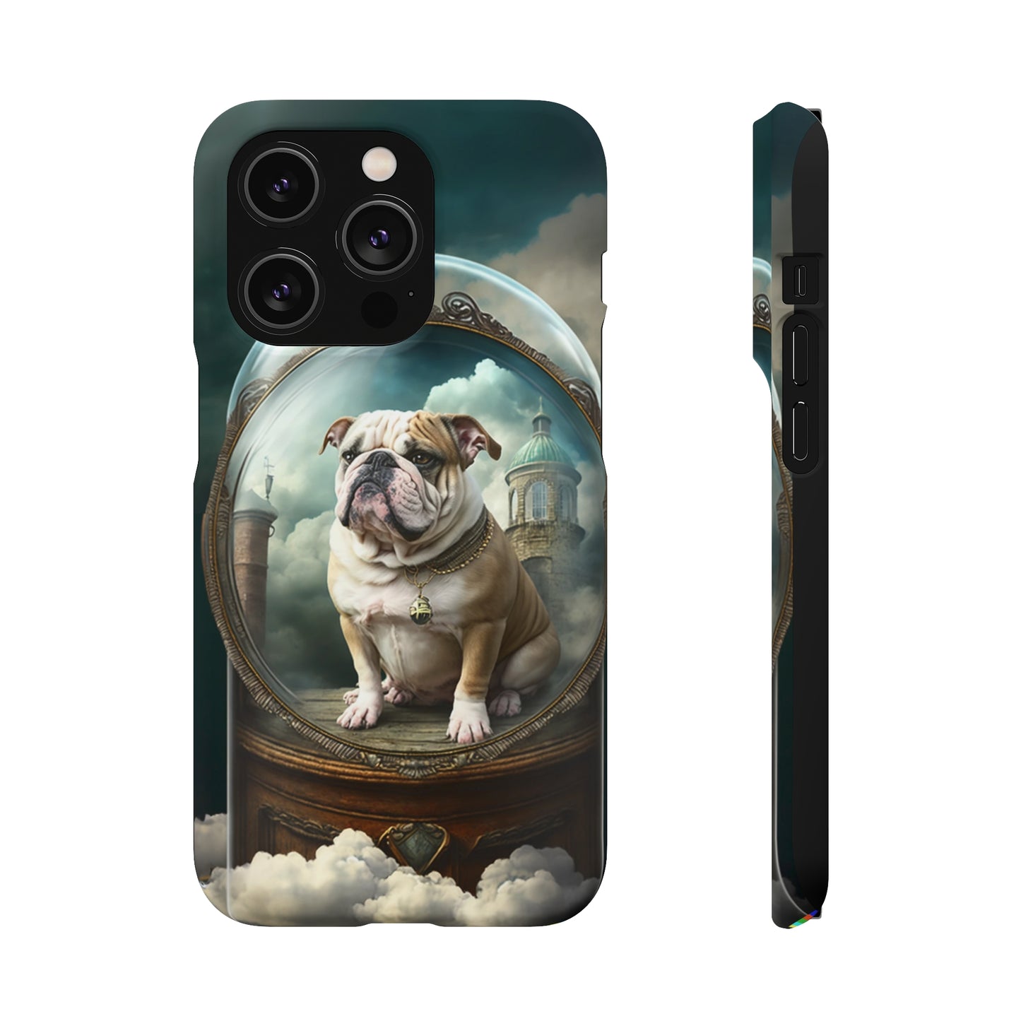 Bulldog in a Serene Elemental Art: Glass, Clouds, Beauty