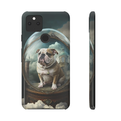 Bulldog in a Serene Elemental Art: Glass, Clouds, Beauty