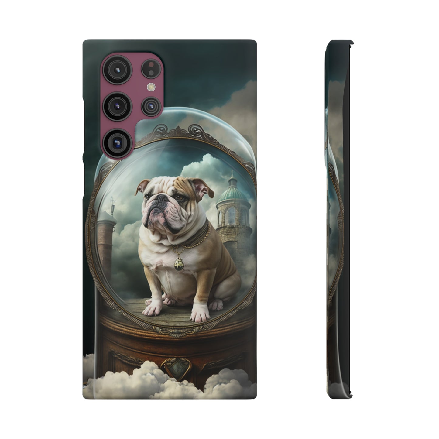 Bulldog in a Serene Elemental Art: Glass, Clouds, Beauty