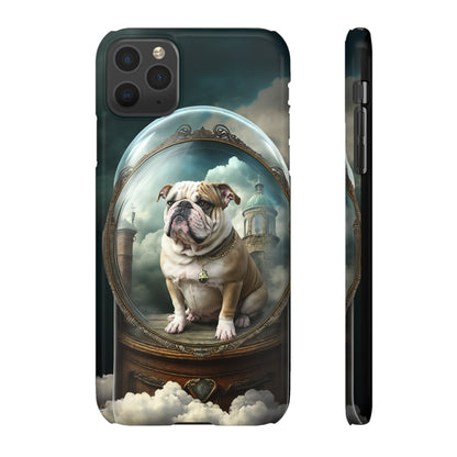 Bulldog in a Serene Elemental Art: Glass, Clouds, Beauty