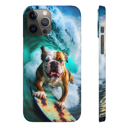 Bulldog Surfer Riding the Waves