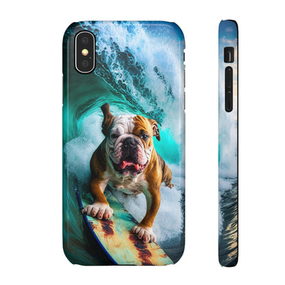 Bulldog Surfer Riding the Waves