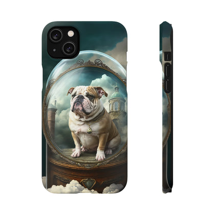 Bulldog in a Serene Elemental Art: Glass, Clouds, Beauty