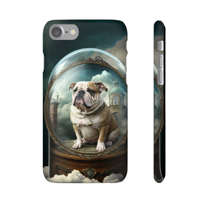 Bulldog in a Serene Elemental Art: Glass, Clouds, Beauty