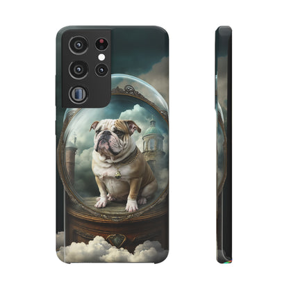 Bulldog in a Serene Elemental Art: Glass, Clouds, Beauty