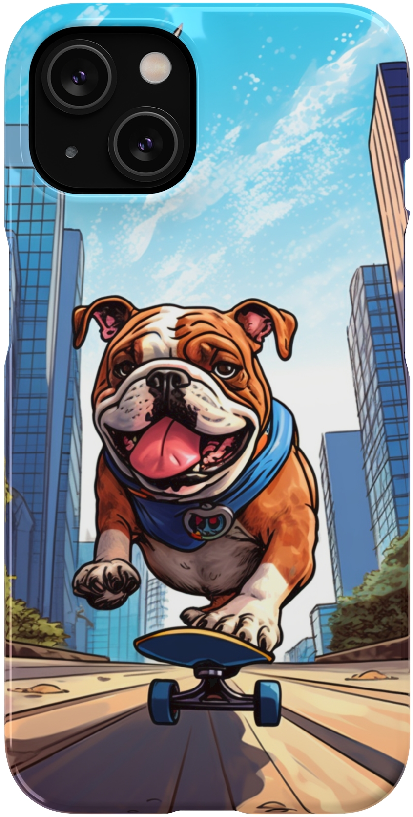 Skateboarding Bulldog: Urban Adventure Cartoon Case