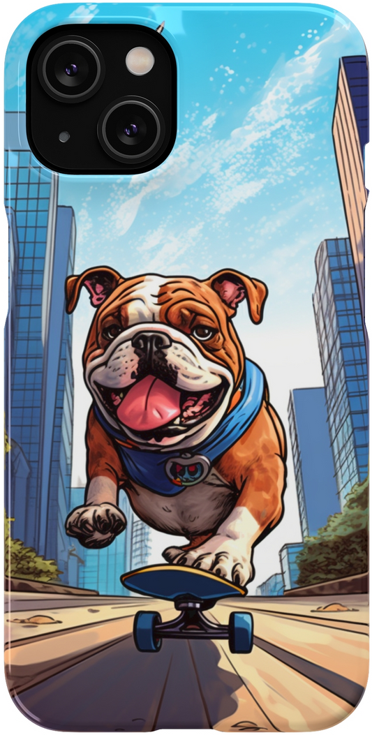 Skateboarding Bulldog: Urban Adventure Cartoon Case