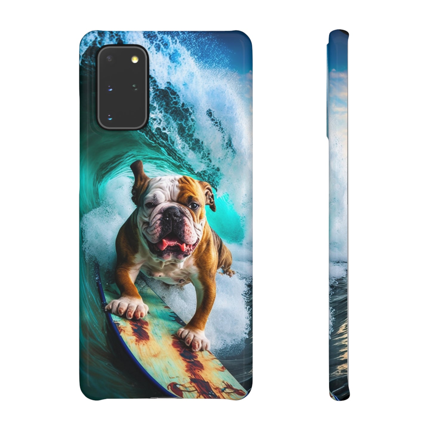 Bulldog Surfer Riding the Waves