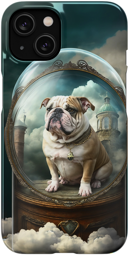 Bulldog in a Serene Elemental Art: Glass, Clouds, Beauty