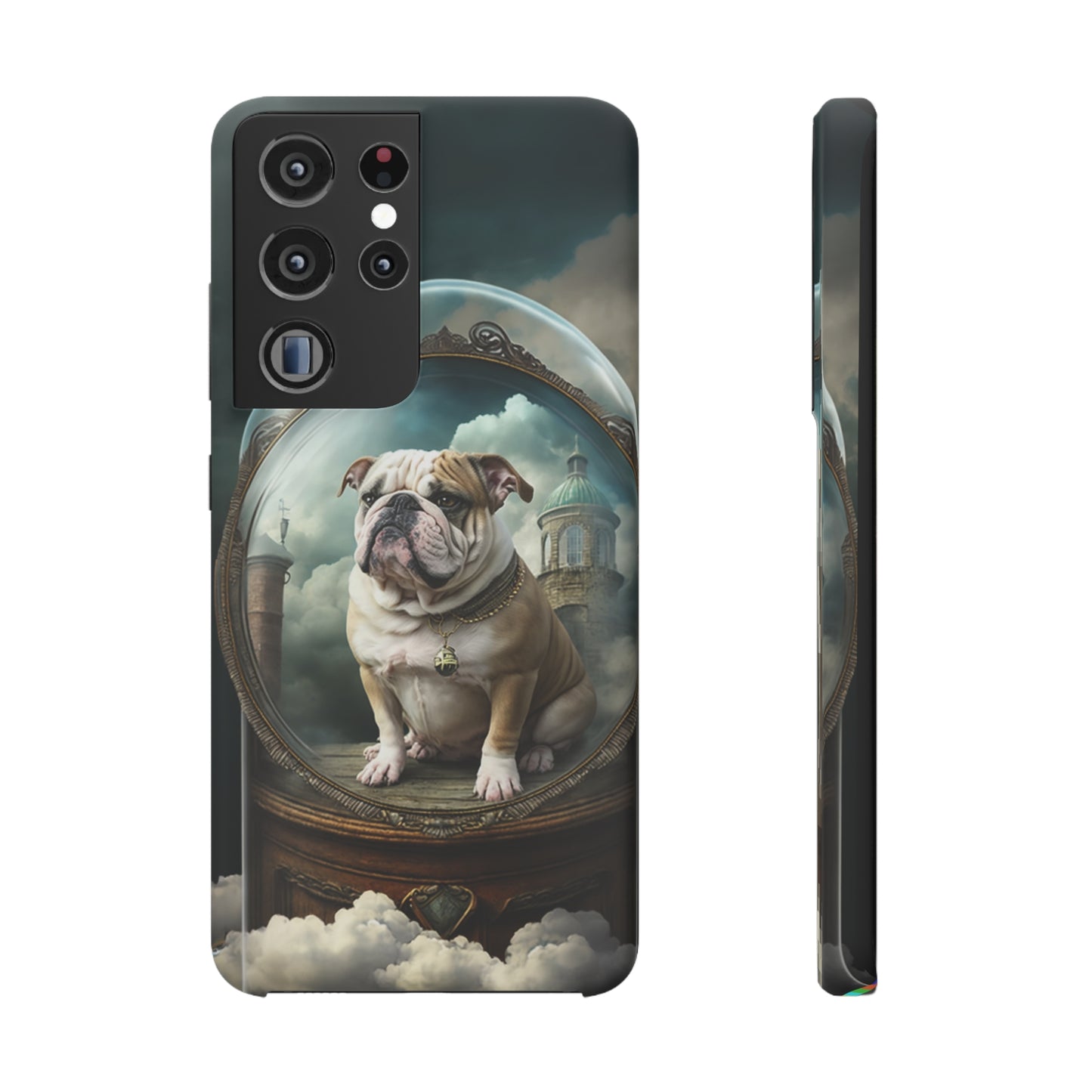 Bulldog in a Serene Elemental Art: Glass, Clouds, Beauty