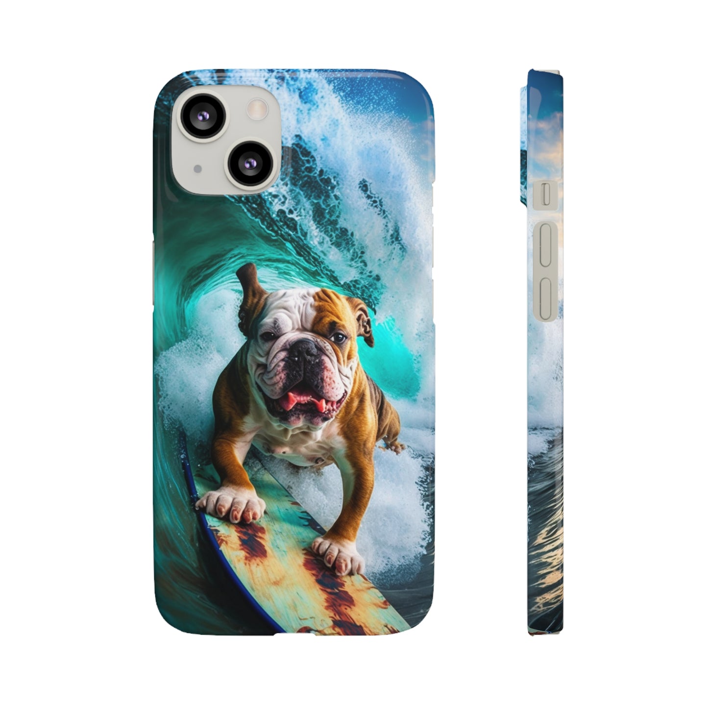 Bulldog Surfer Riding the Waves