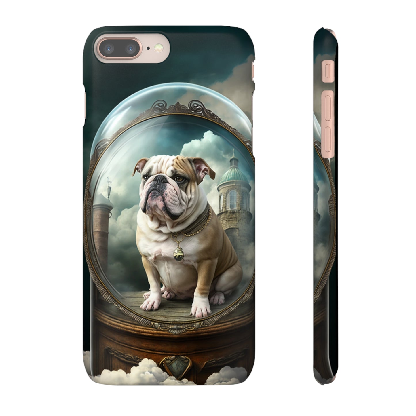 Bulldog in a Serene Elemental Art: Glass, Clouds, Beauty