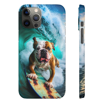 Bulldog Surfer Riding the Waves