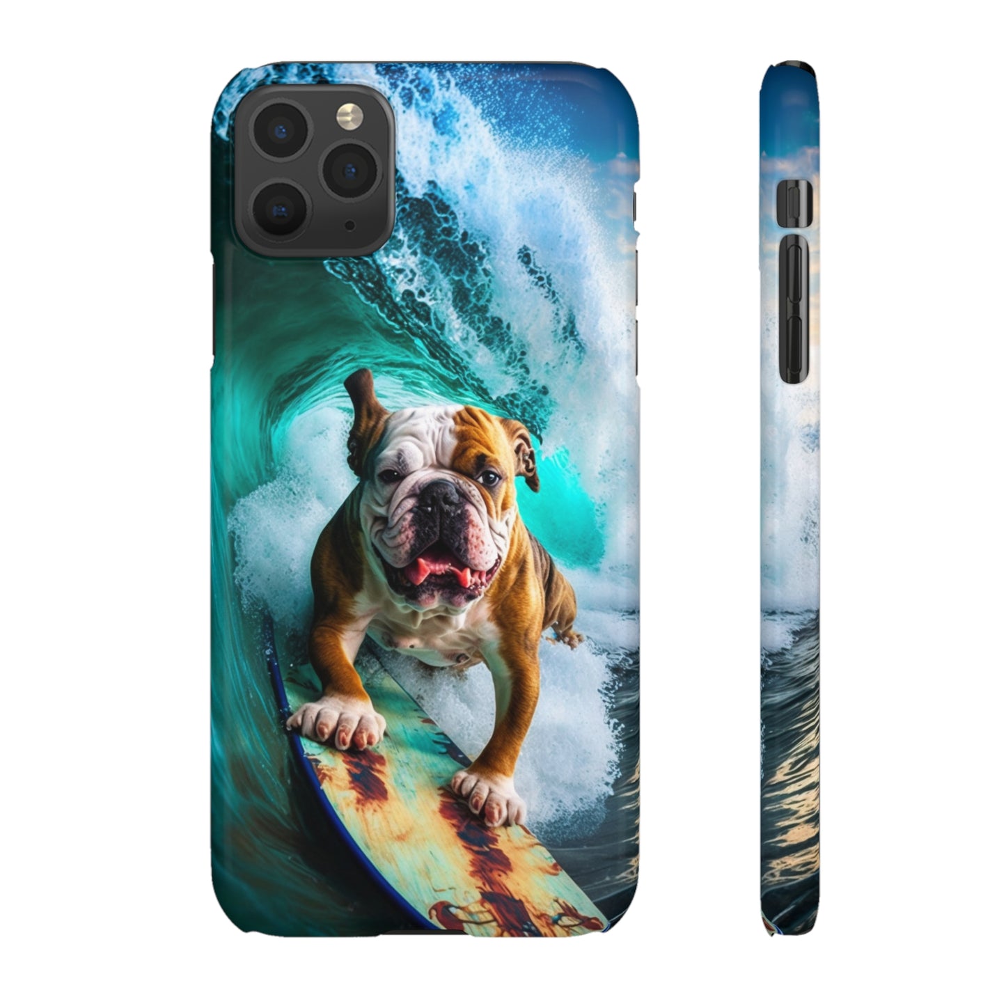 Bulldog Surfer Riding the Waves