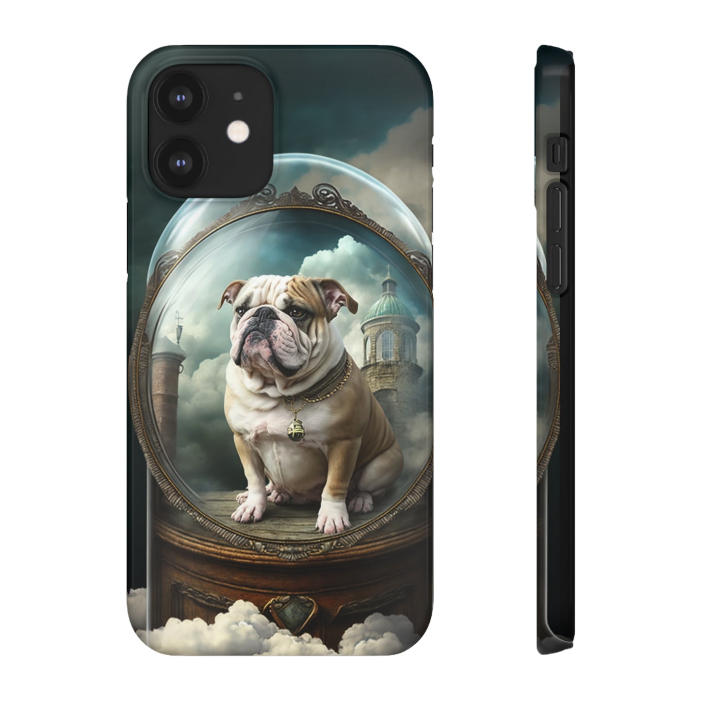 Bulldog in a Serene Elemental Art: Glass, Clouds, Beauty