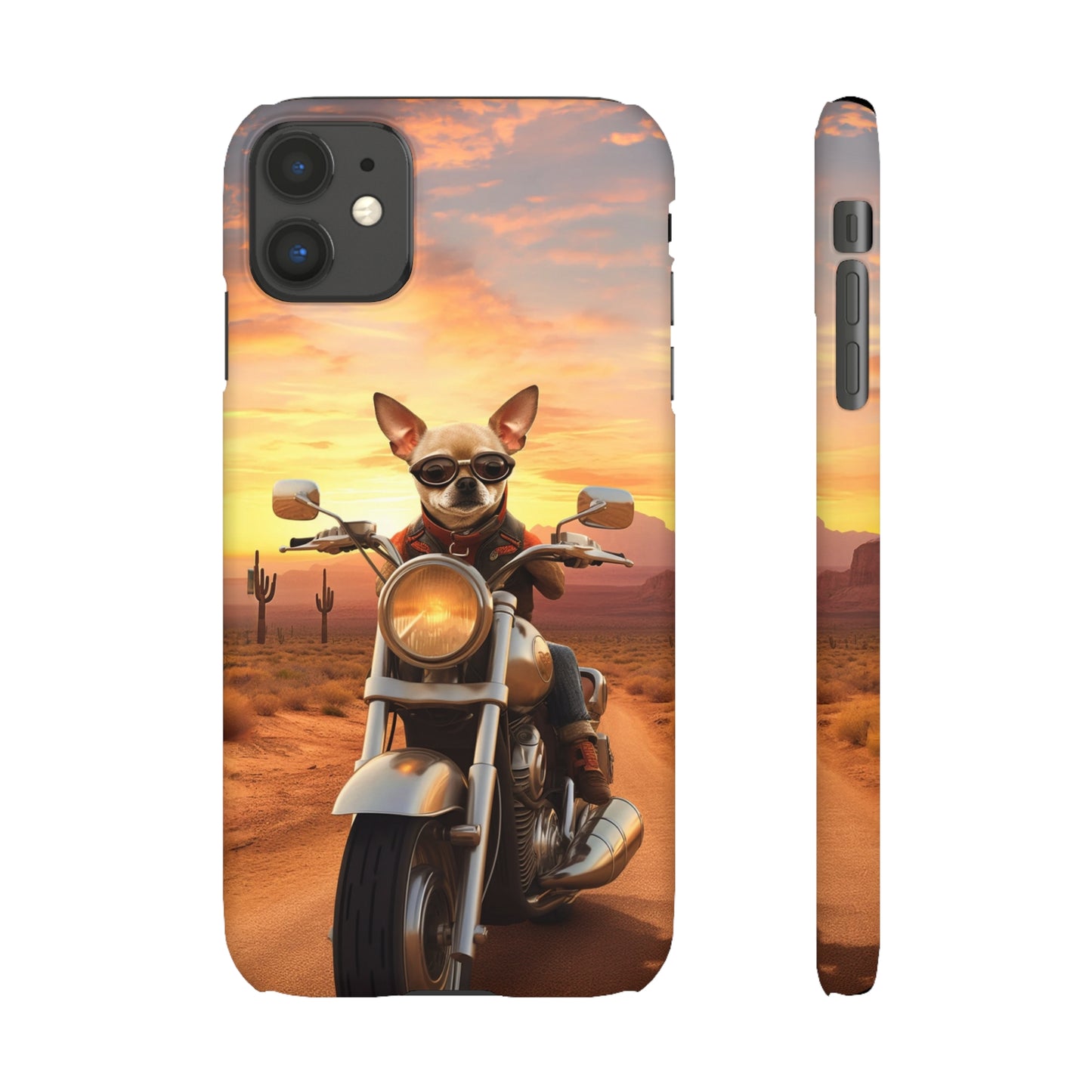 Sunset Ride: Chihuahua on a Harley Davidson in the Desert
