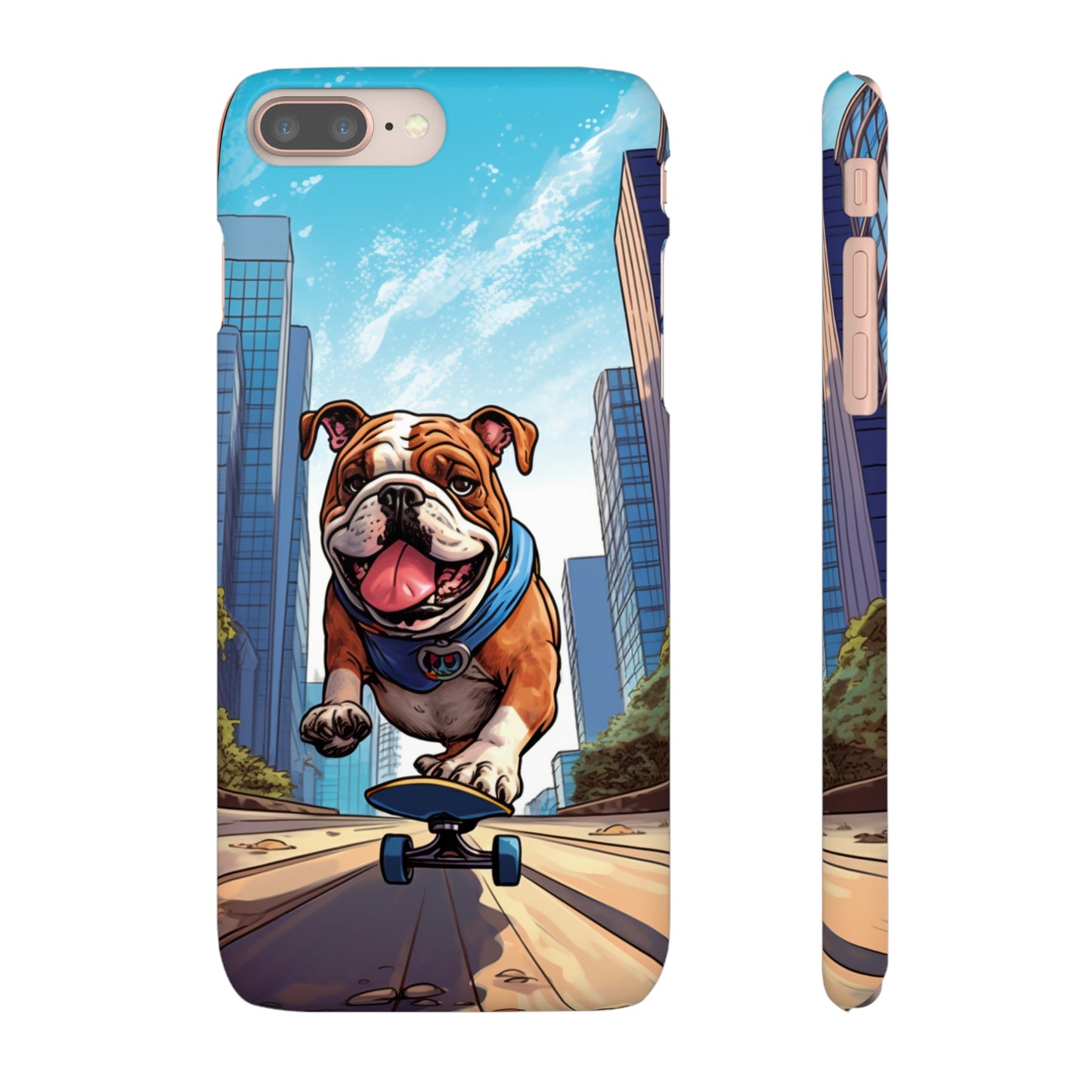 Skateboarding Bulldog: Urban Adventure Cartoon Case