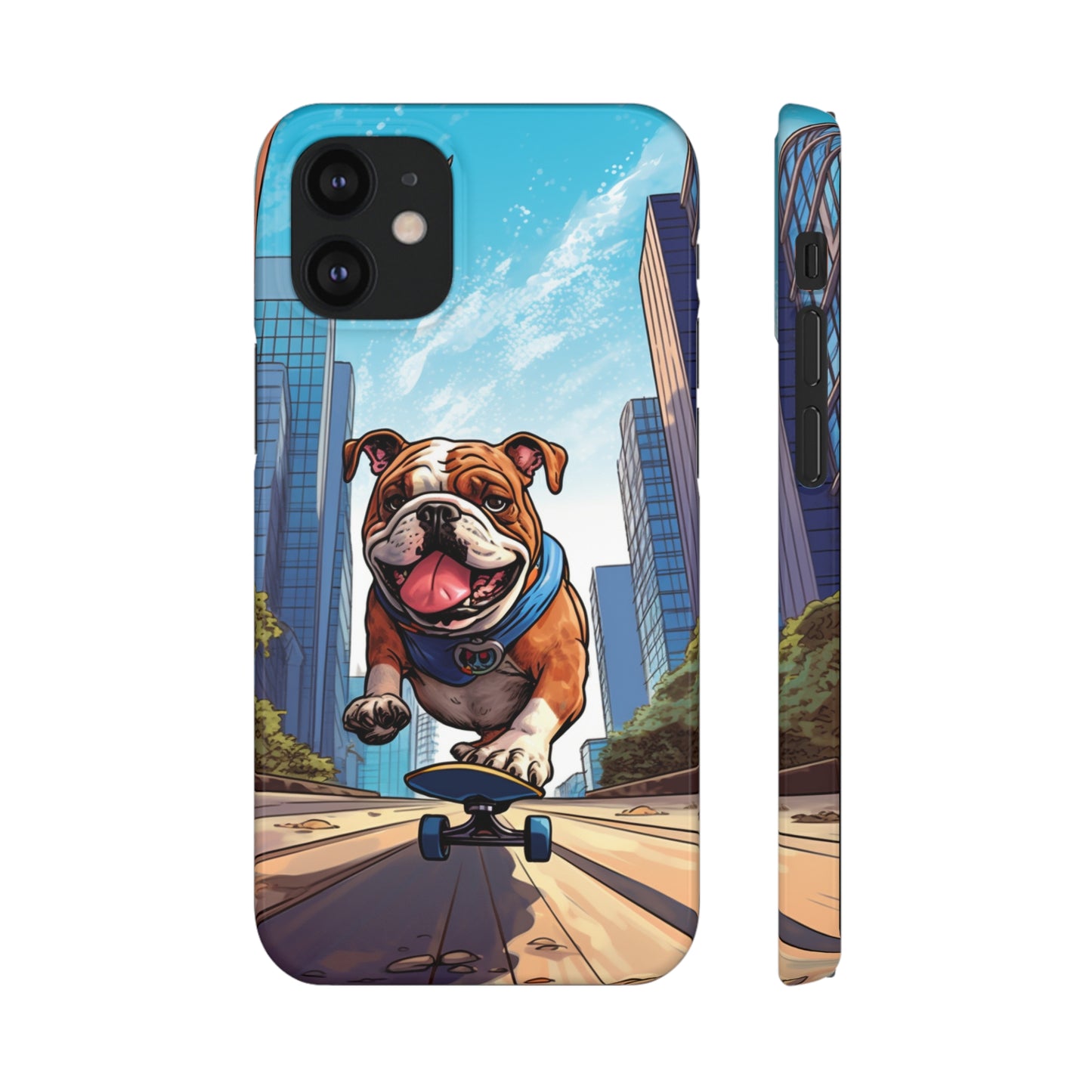 Skateboarding Bulldog: Urban Adventure Cartoon Case