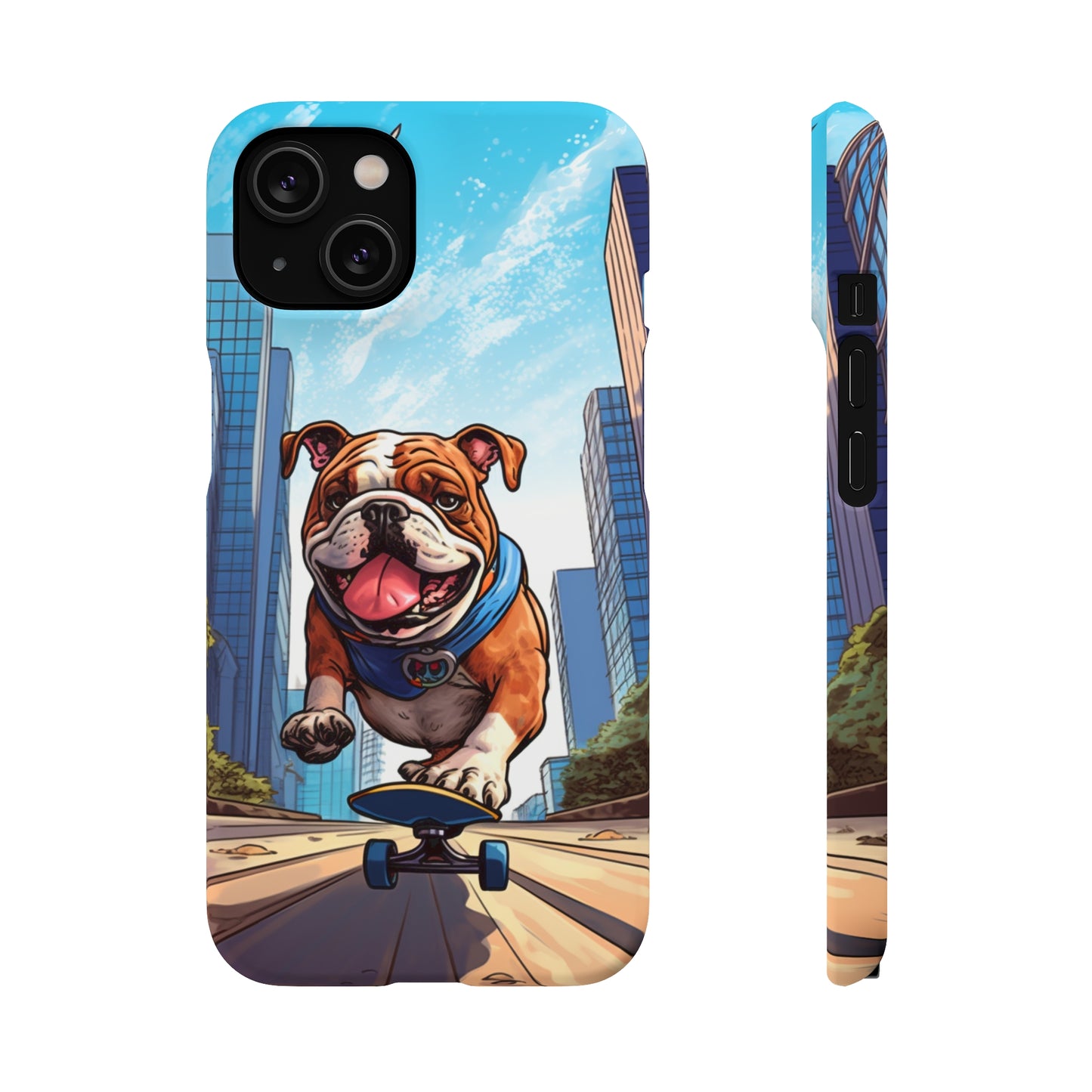 Skateboarding Bulldog: Urban Adventure Cartoon Case