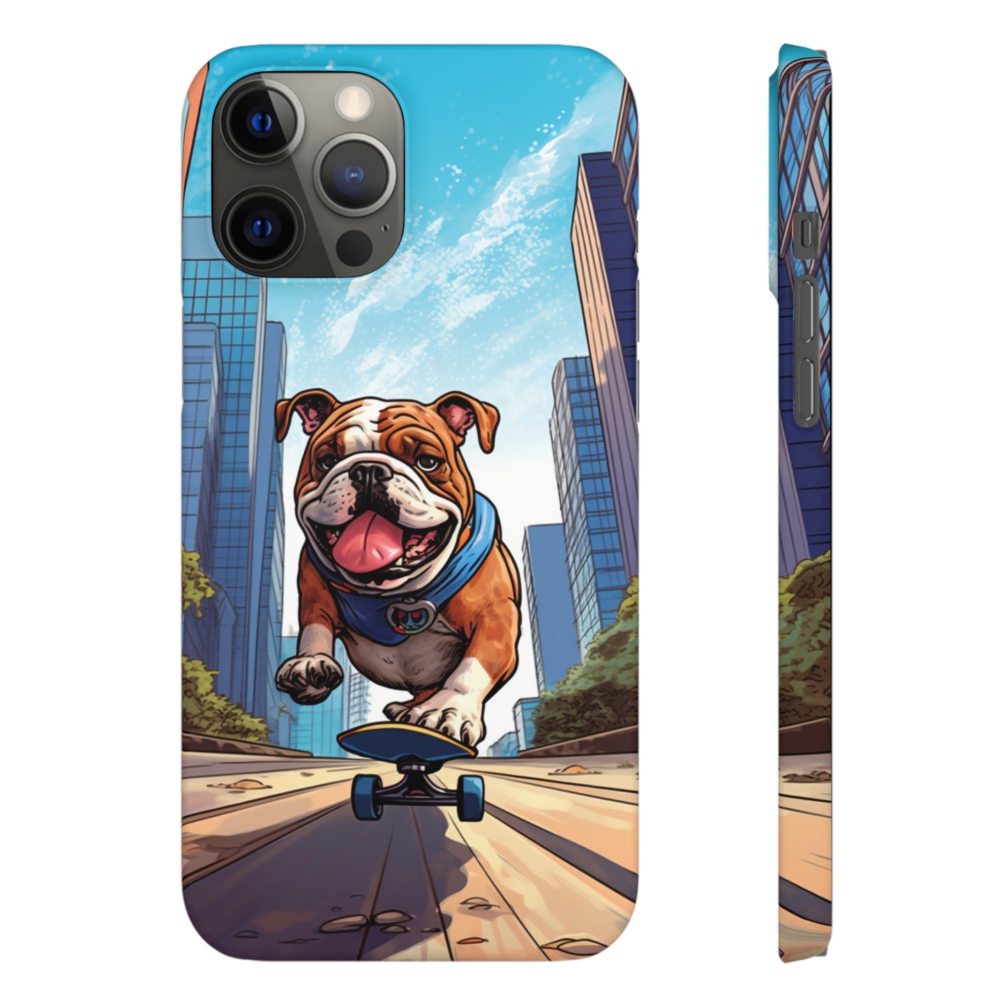 Skateboarding Bulldog: Urban Adventure Cartoon Case