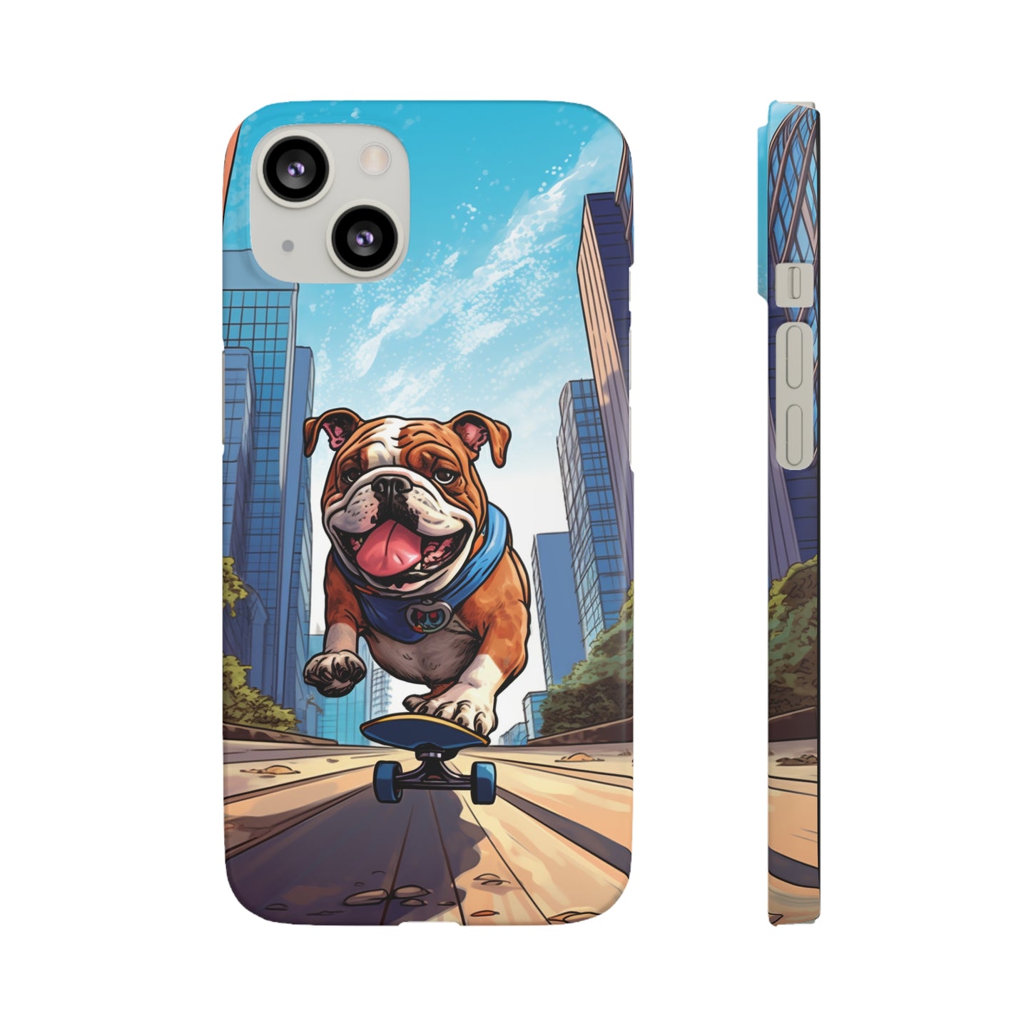 Skateboarding Bulldog: Urban Adventure Cartoon Case