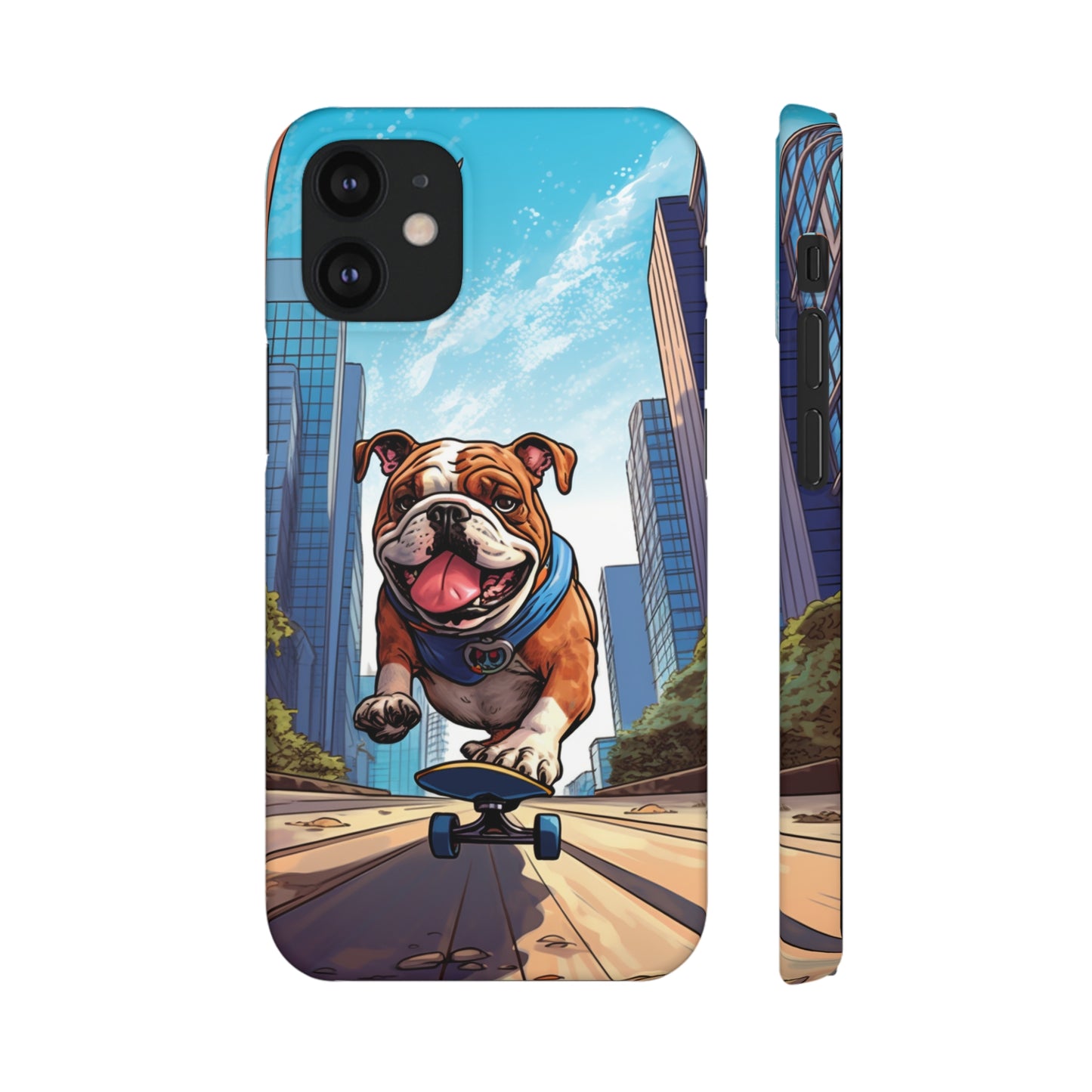 Skateboarding Bulldog: Urban Adventure Cartoon Case