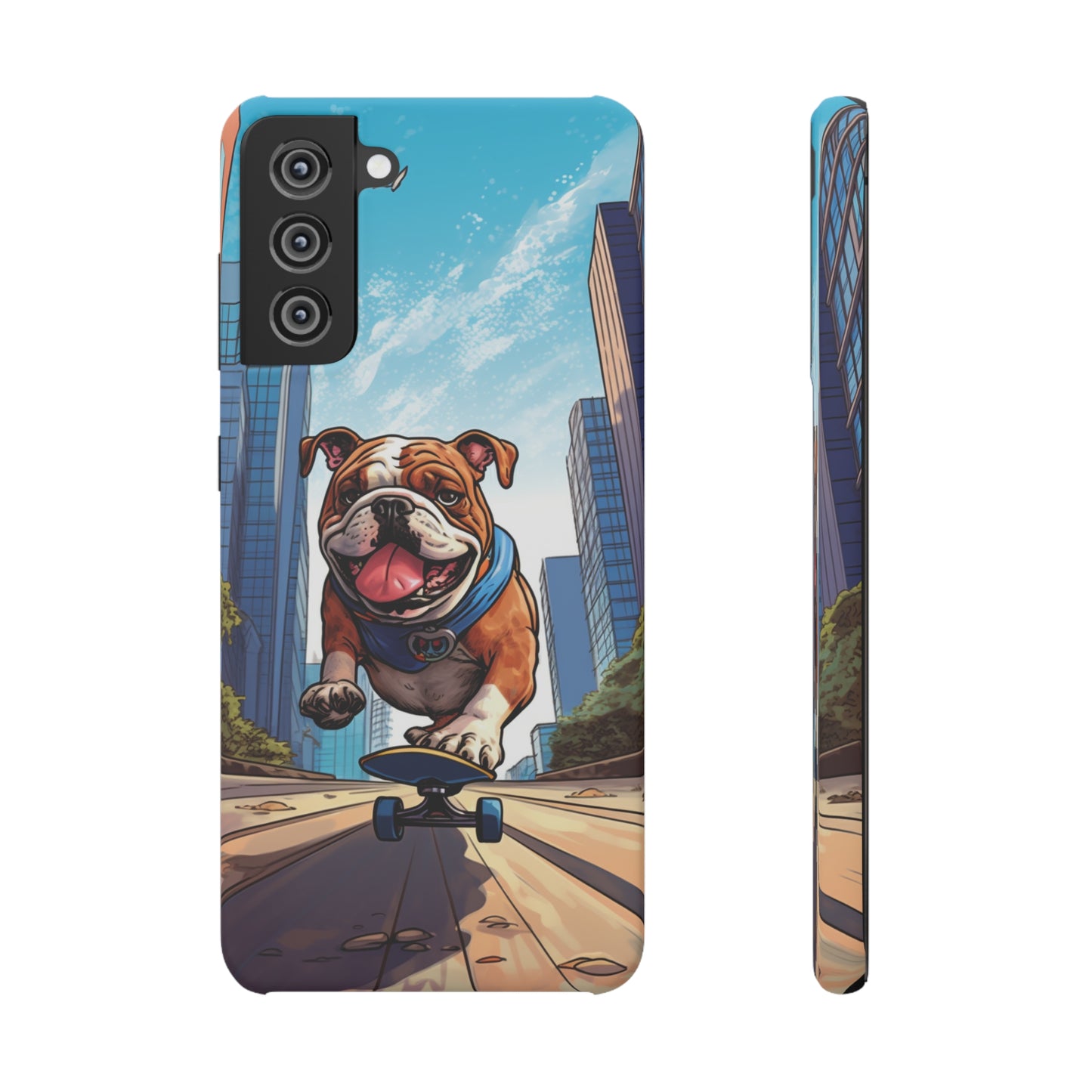 Skateboarding Bulldog: Urban Adventure Cartoon Case