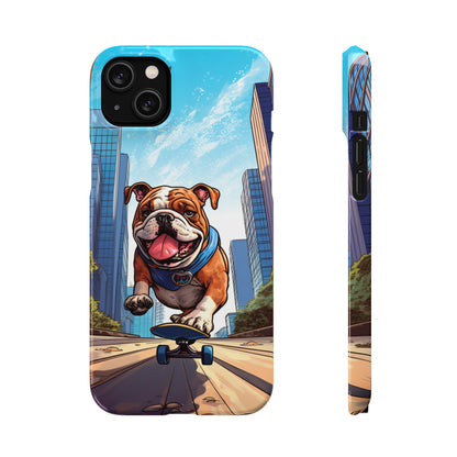 Skateboarding Bulldog: Urban Adventure Cartoon Case