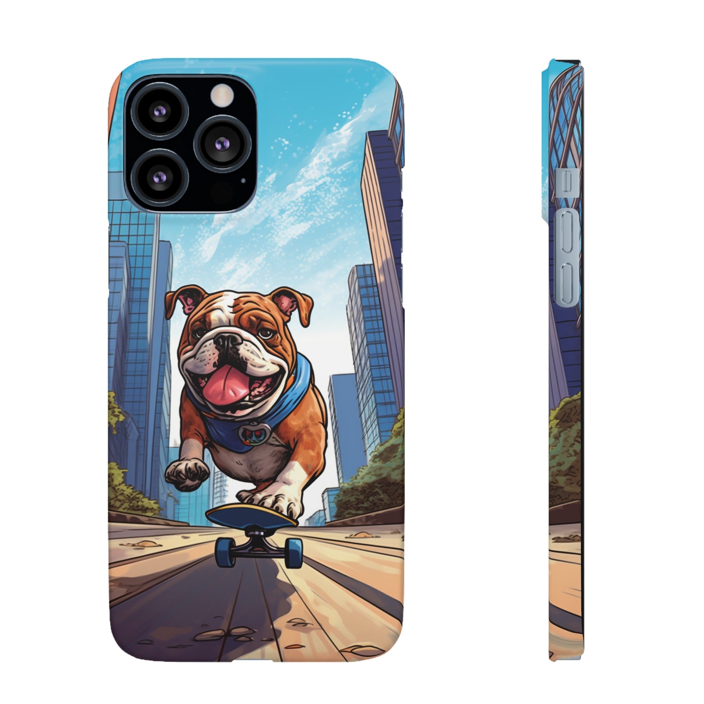 Skateboarding Bulldog: Urban Adventure Cartoon Case