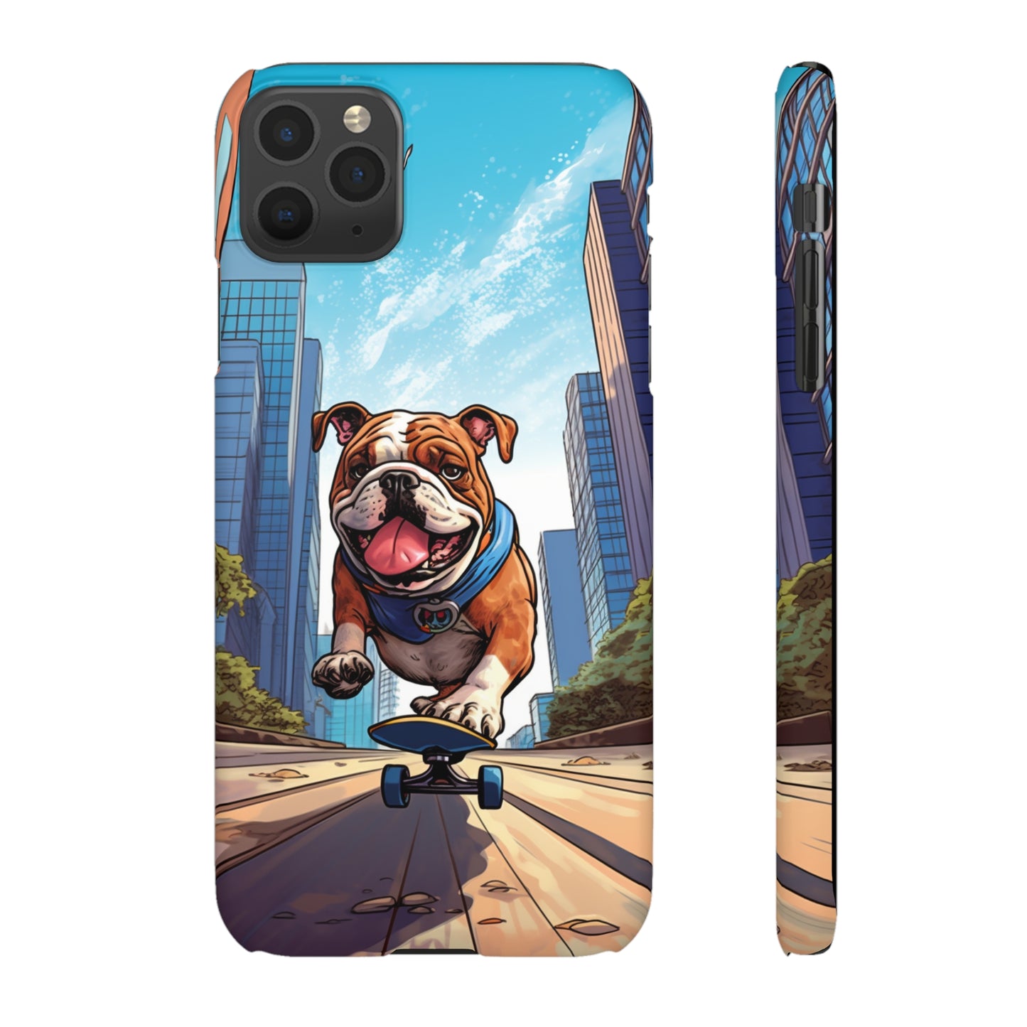 Skateboarding Bulldog: Urban Adventure Cartoon Case