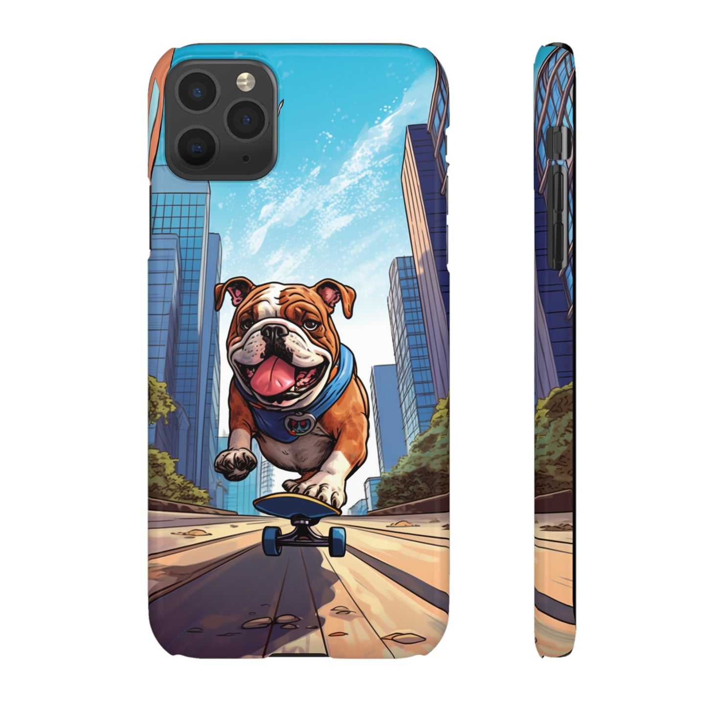 Skateboarding Bulldog: Urban Adventure Cartoon Case