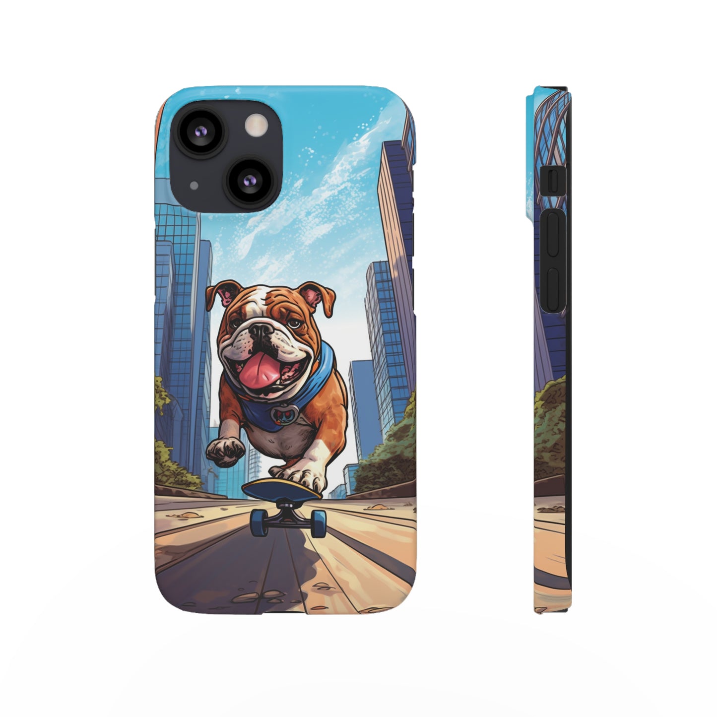 Skateboarding Bulldog: Urban Adventure Cartoon Case