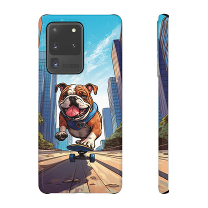 Skateboarding Bulldog: Urban Adventure Cartoon Case