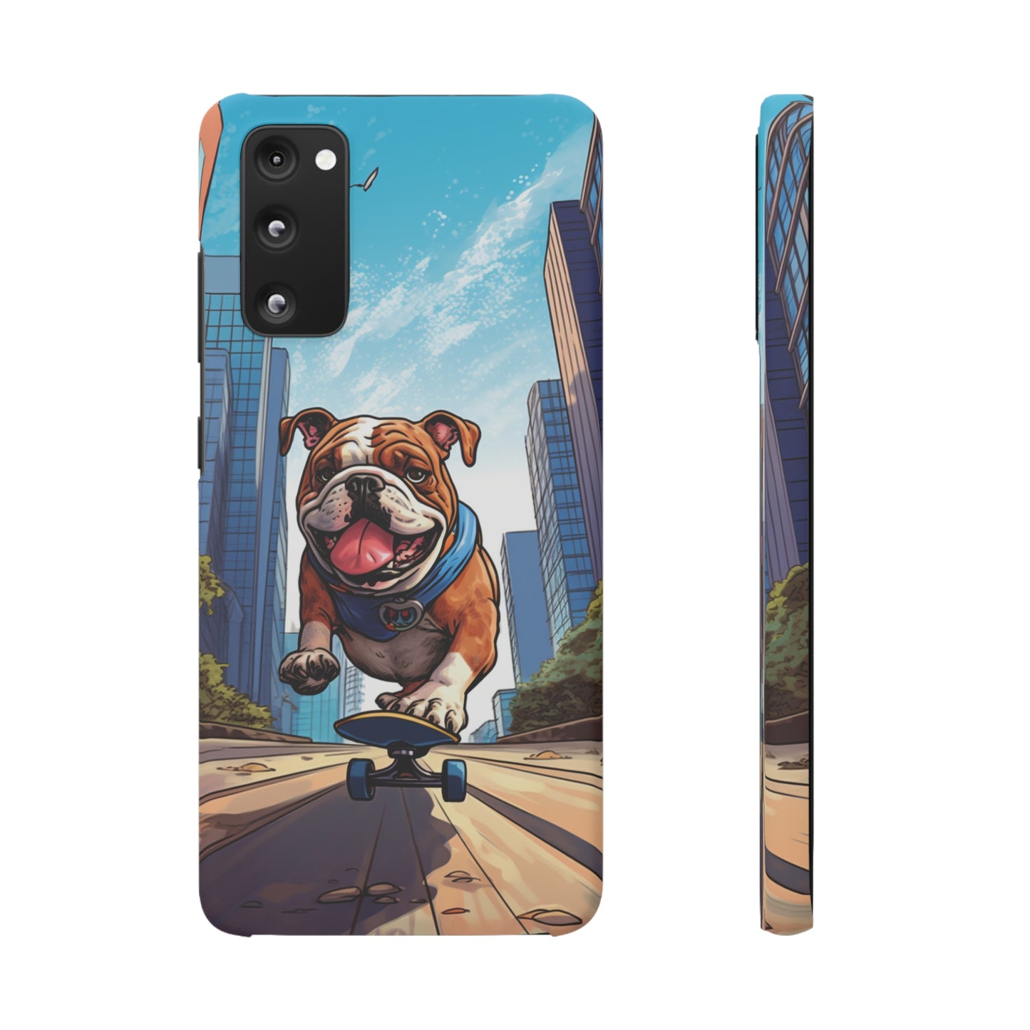 Skateboarding Bulldog: Urban Adventure Cartoon Case